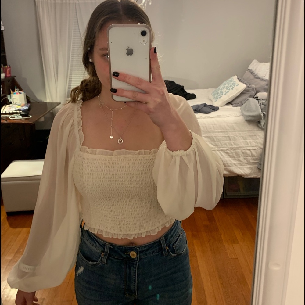 Forever 21 Sheer Puffy Sleeve